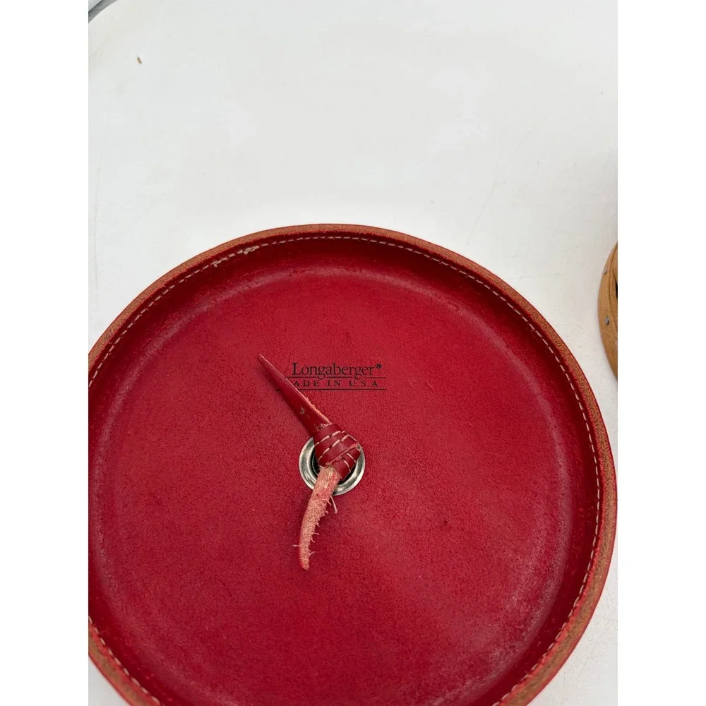 Longaberger 2004 Happy Mothers Day Basket Red Leather Lid Liner Protector 7in